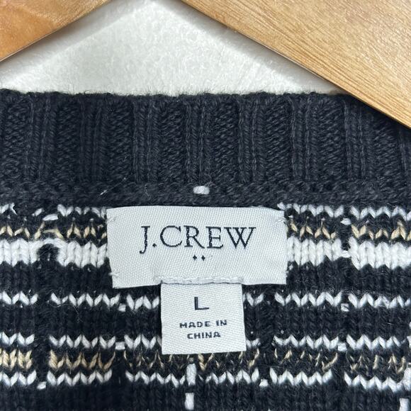 J. CREW Lady Cardigan Sweater in Black Khaki Tweed Sz L {3O27} - Picture 5 of 7